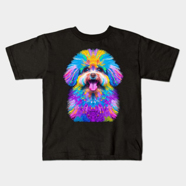 Adorable Bolognese Dog Colorful Artwork Kids T-Shirt by Furrban